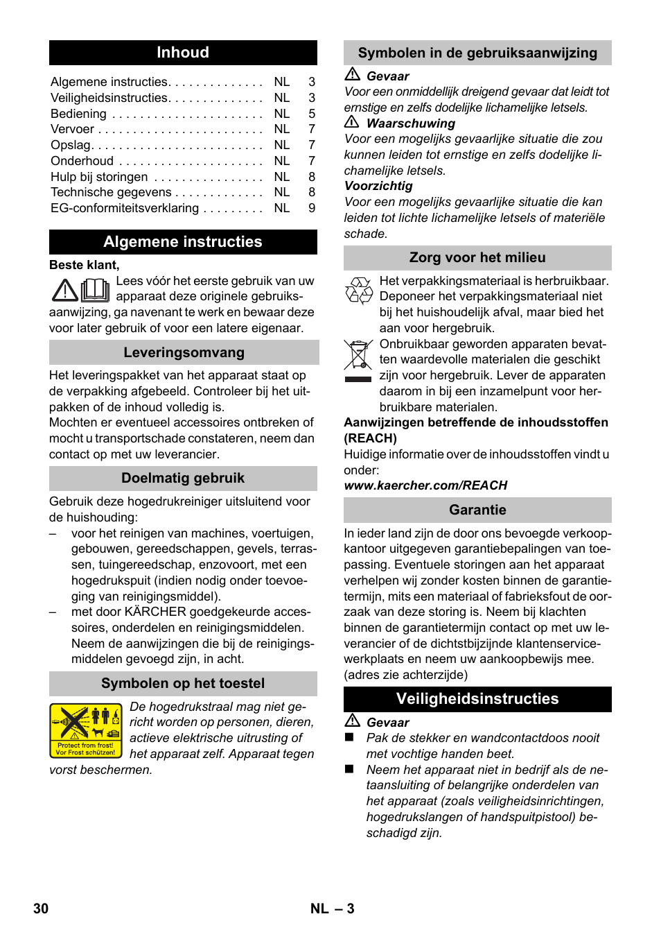 Nederlands, Dansk | Karcher K 2 Basic User Manual | Page 30 / 180