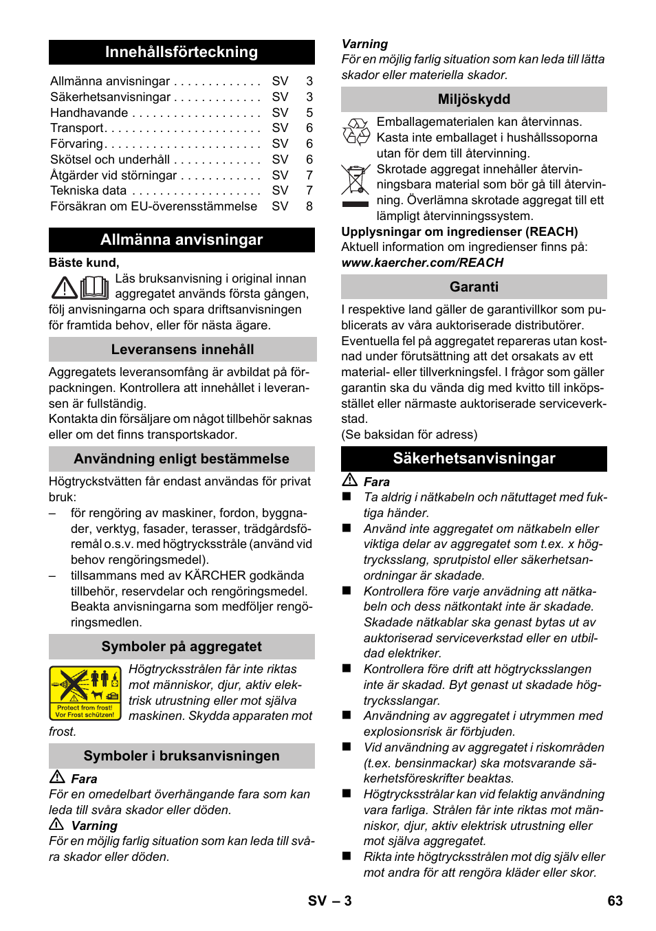 Svenska, Türkçe | Karcher K 2 Basic User Manual | Page 63 / 180