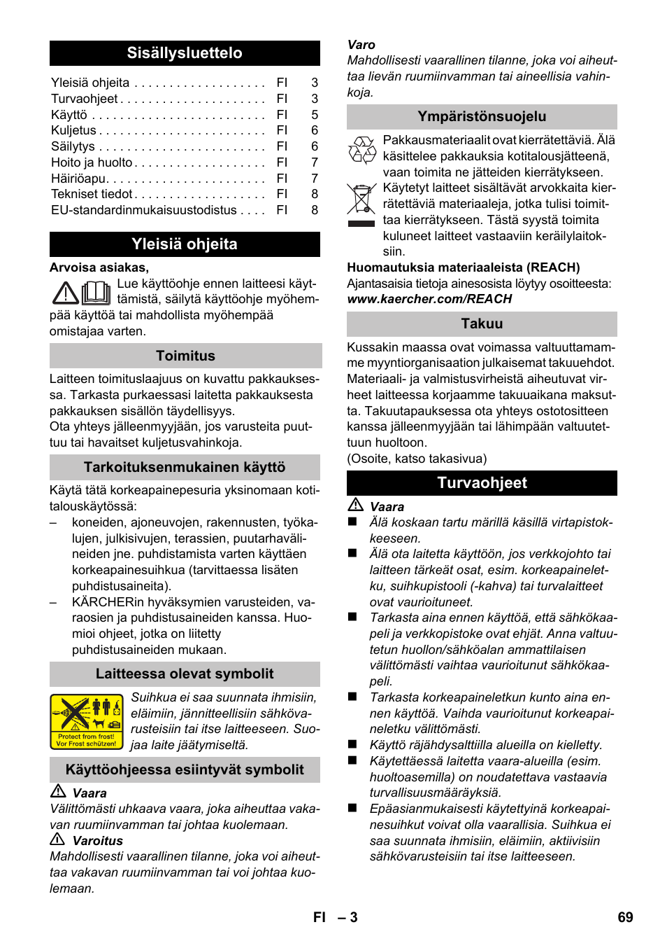 Suomi | Karcher K 2 Basic User Manual | Page 69 / 180