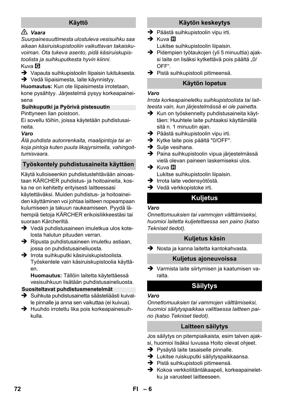 Karcher K 2 Basic User Manual | Page 72 / 180