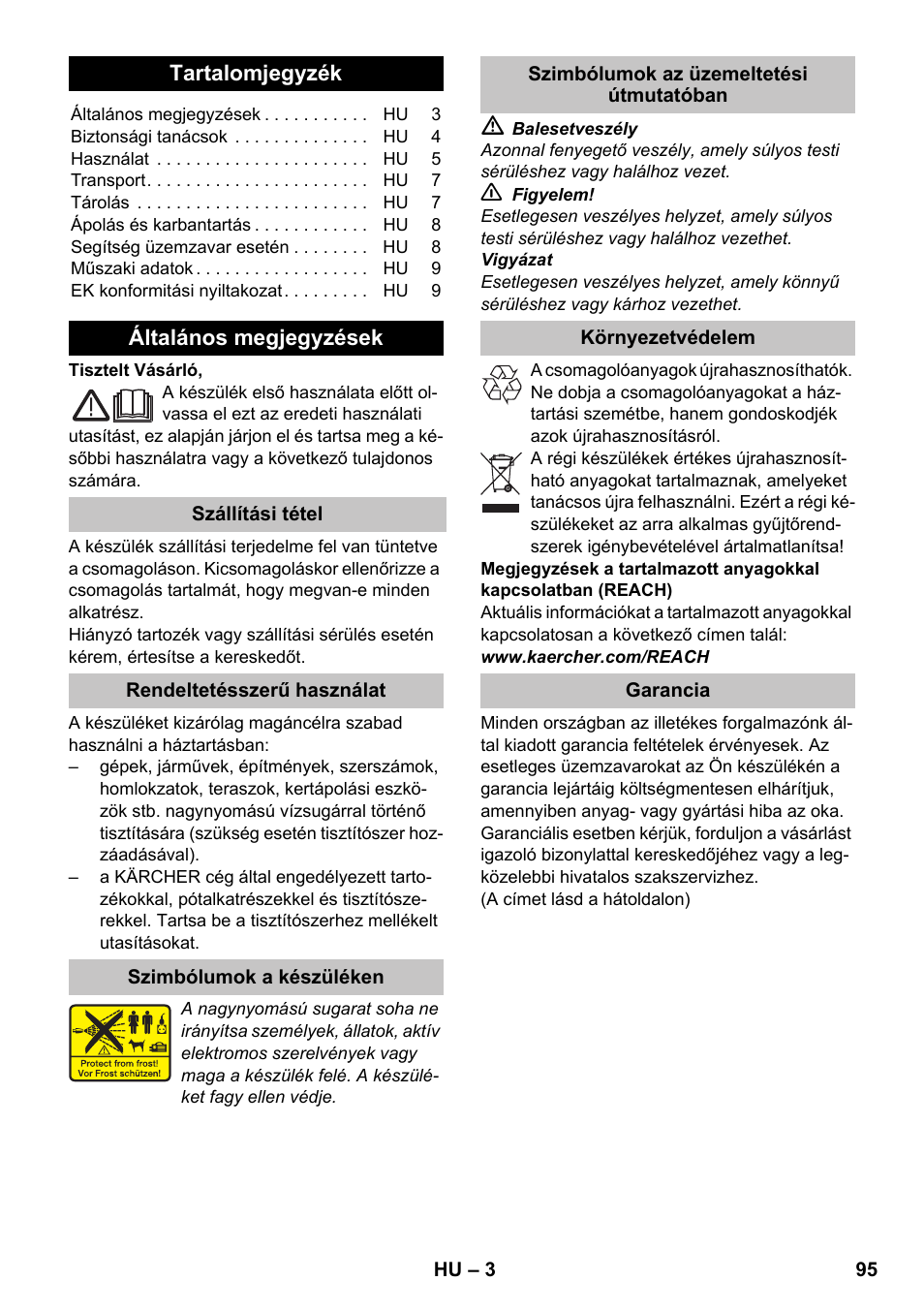 Magyar | Karcher K 2 Basic User Manual | Page 95 / 180