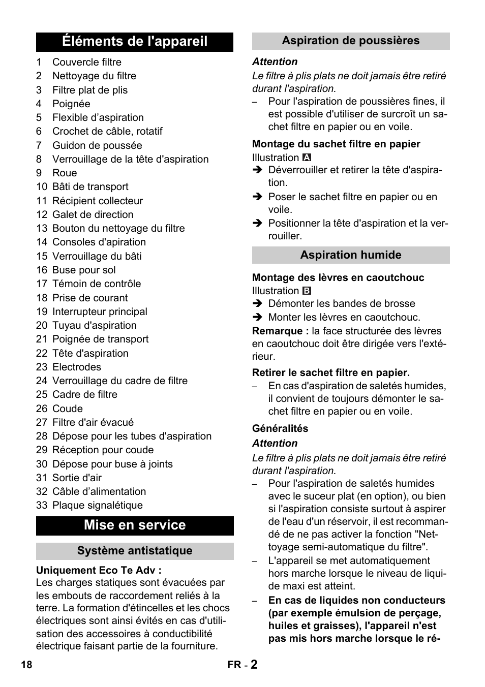 Éléments de l'appareil mise en service | Karcher NT 14-1 Eco Adv User Manual | Page 18 / 40