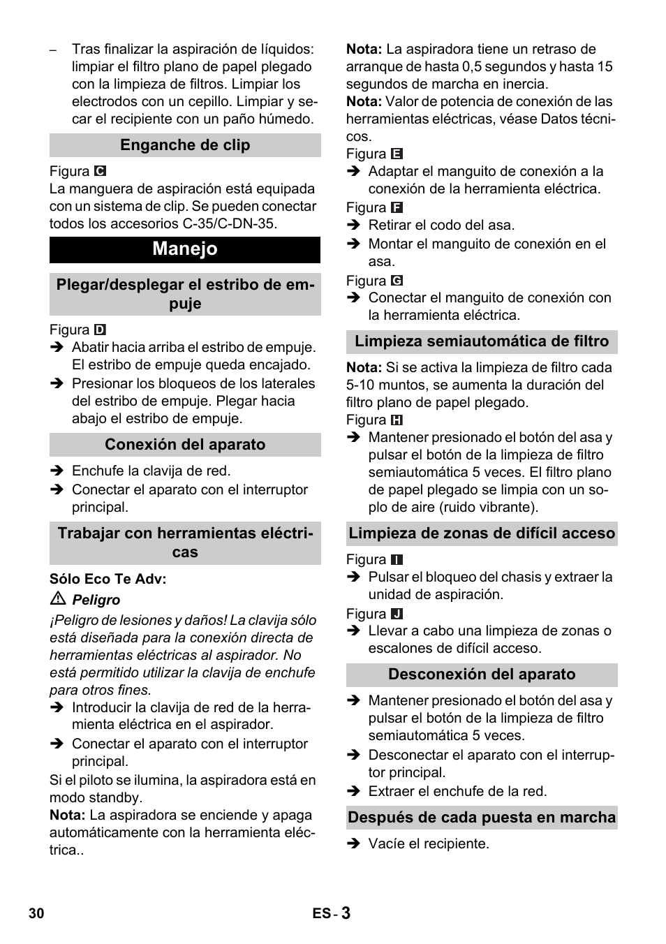 Manejo | Karcher NT 14-1 Eco Adv User Manual | Page 30 / 40