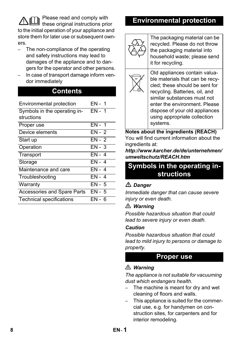 Karcher NT 14-1 Eco Adv User Manual | Page 8 / 40