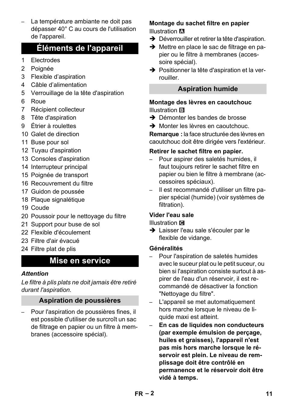 Éléments de l'appareil mise en service | Karcher NT 65-2 Eco User Manual | Page 11 / 28