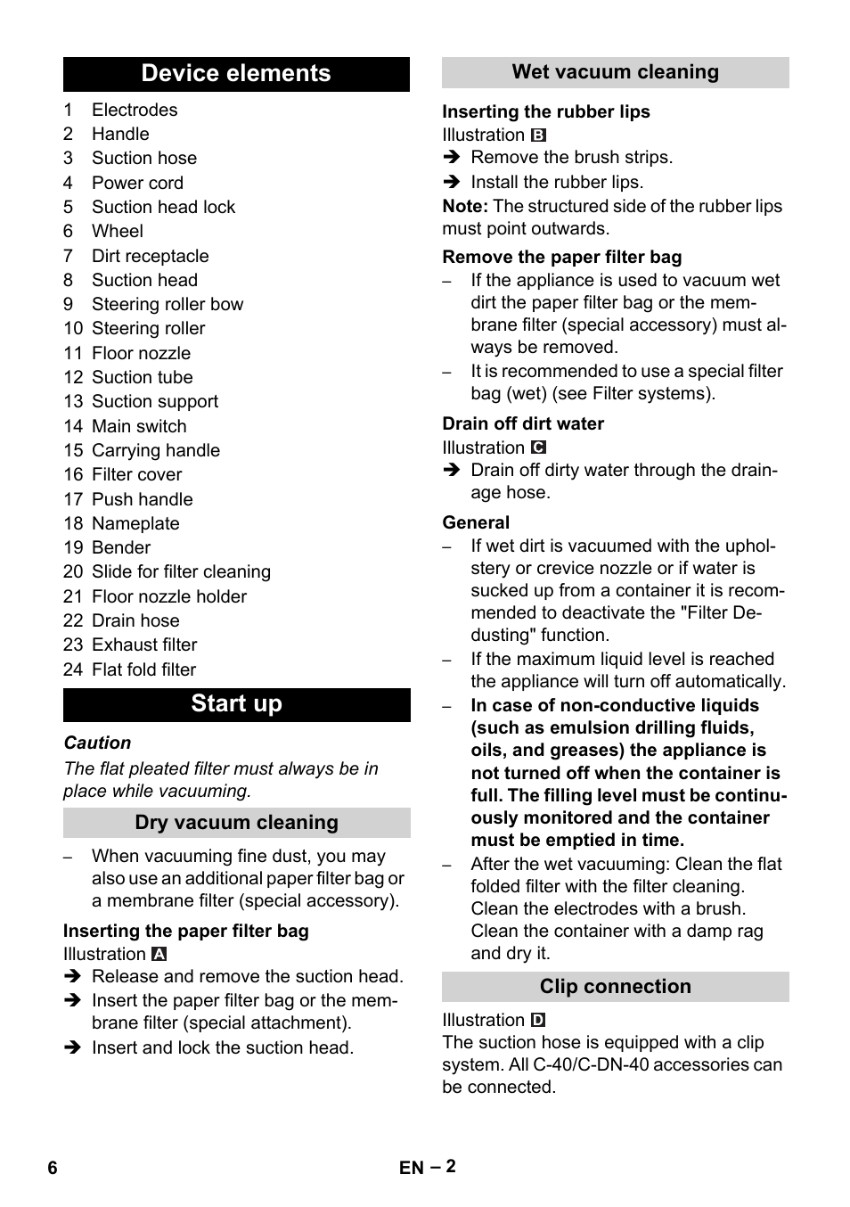 Device elements start up | Karcher NT 65-2 Eco User Manual | Page 6 / 28