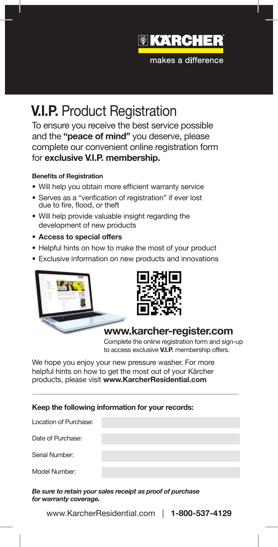 V.i.p. product registration | Karcher K 3-48 M Plus User Manual | Page 12 / 12