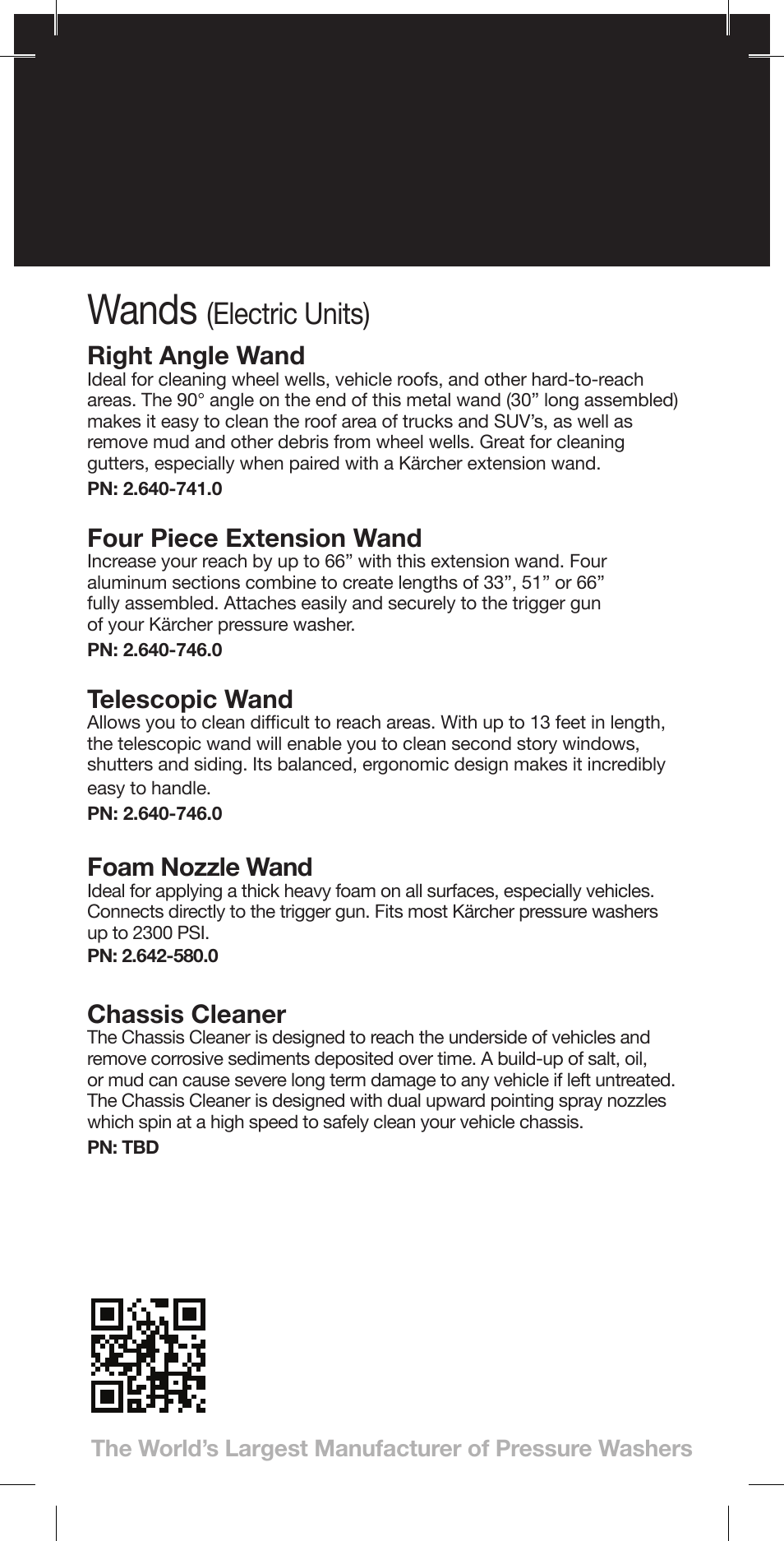 Wands, Electric units), Right angle wand | Four piece extension wand, Telescopic wand, Foam nozzle wand, Chassis cleaner | Karcher K 3-48 M Plus User Manual | Page 4 / 12
