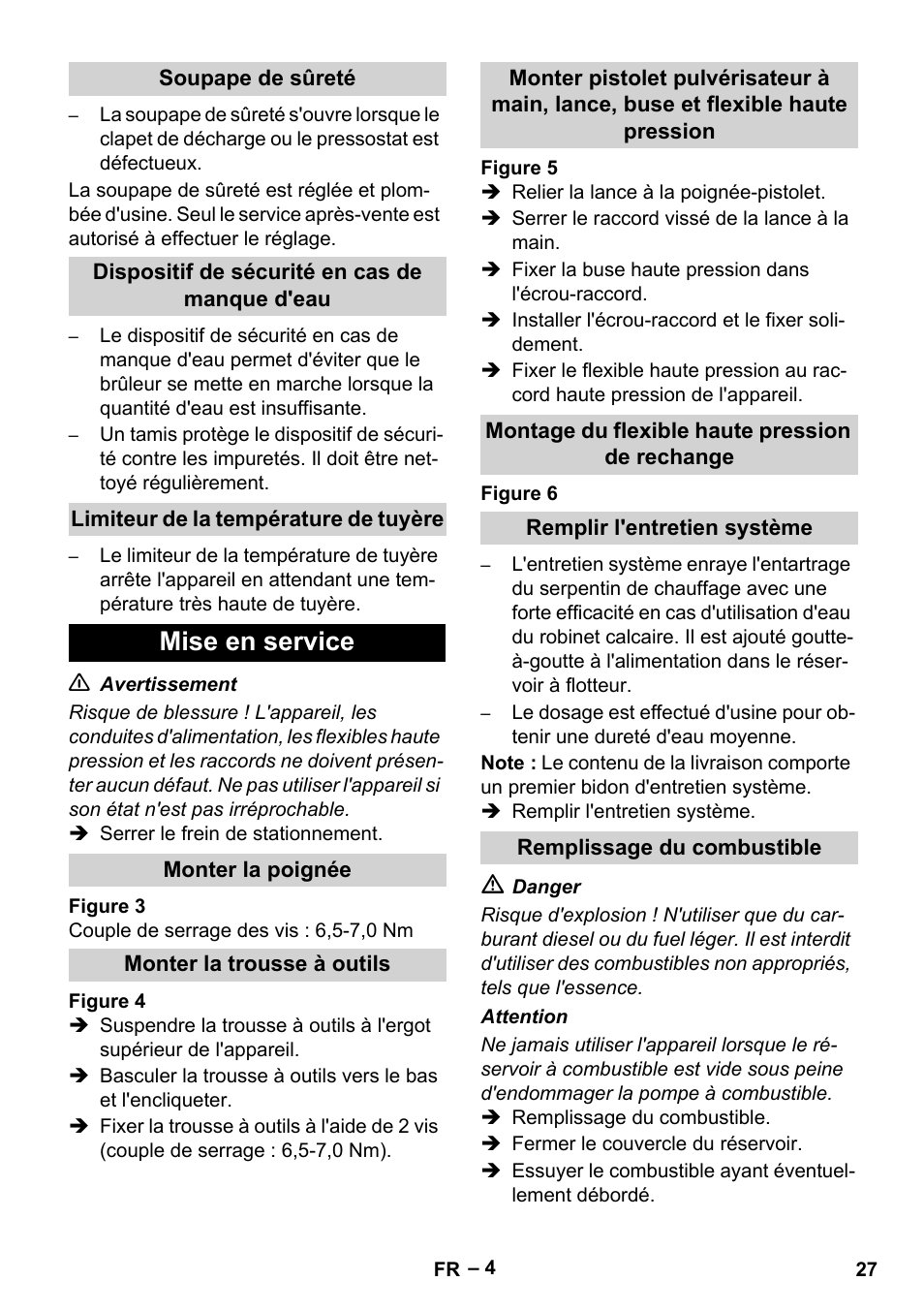 Mise en service | Karcher HDS 3-0-20 C Ea User Manual | Page 27 / 60