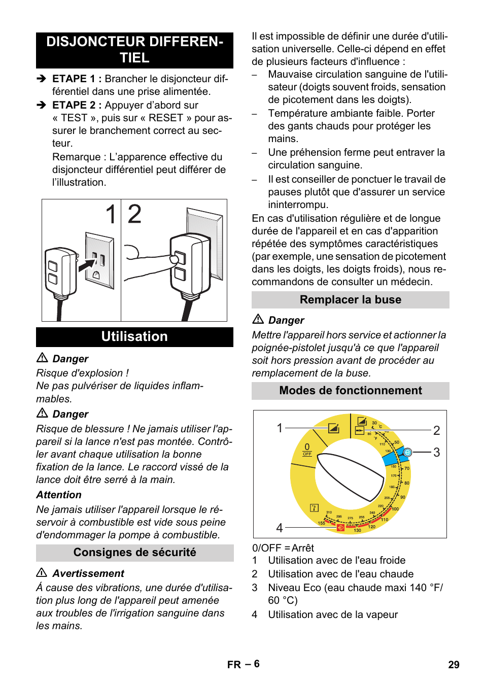 Disjoncteur differen- tiel utilisation | Karcher HDS 3-0-20 C Ea User Manual | Page 29 / 60