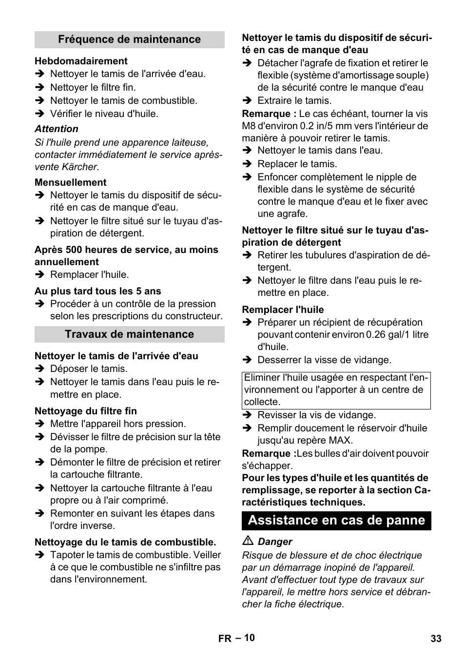 Assistance en cas de panne | Karcher HDS 3-0-20 C Ea User Manual | Page 33 / 60