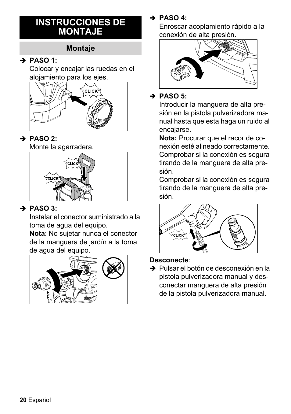 Instrucciones de montaje | Karcher K 2-425 User Manual | Page 20 / 48