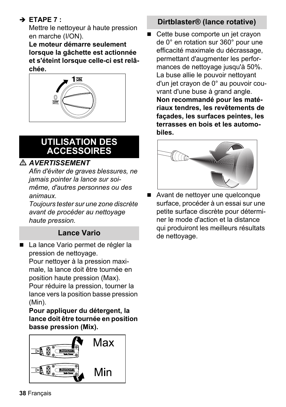 Utilisation des accessoires | Karcher K 2-425 User Manual | Page 38 / 48