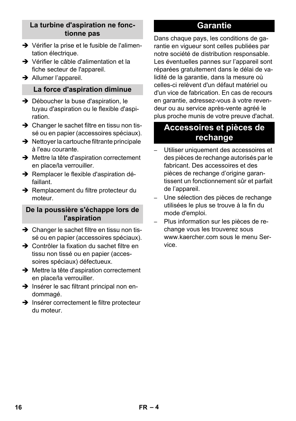 Garantie accessoires et pièces de rechange | Karcher T 12-1 CUL User Manual | Page 16 / 28