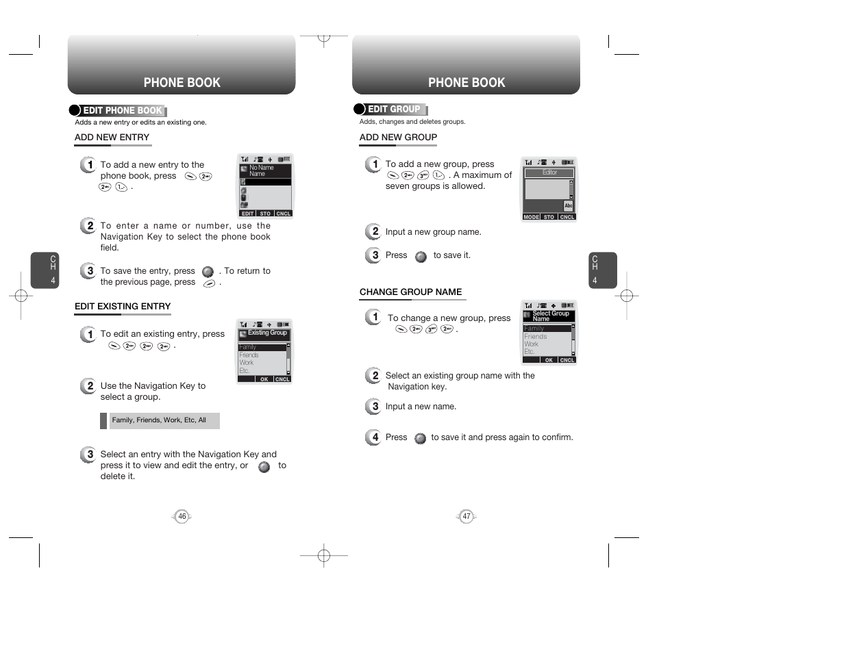 Phone book | Audiovox WIRELESS HANDSET WITH GPS CDM-8300 User Manual | Page 25 / 67