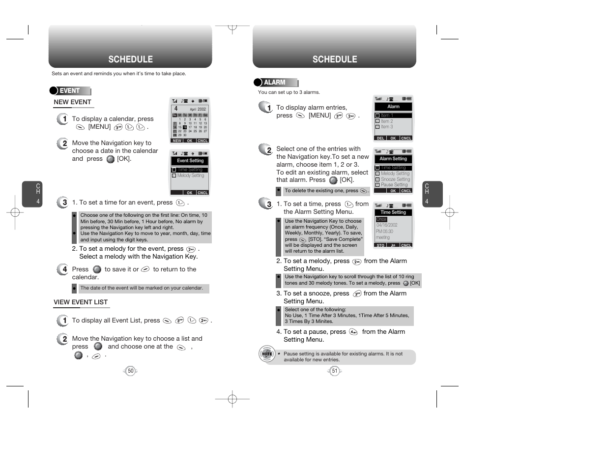 Schedule | Audiovox WIRELESS HANDSET WITH GPS CDM-8300 User Manual | Page 27 / 67