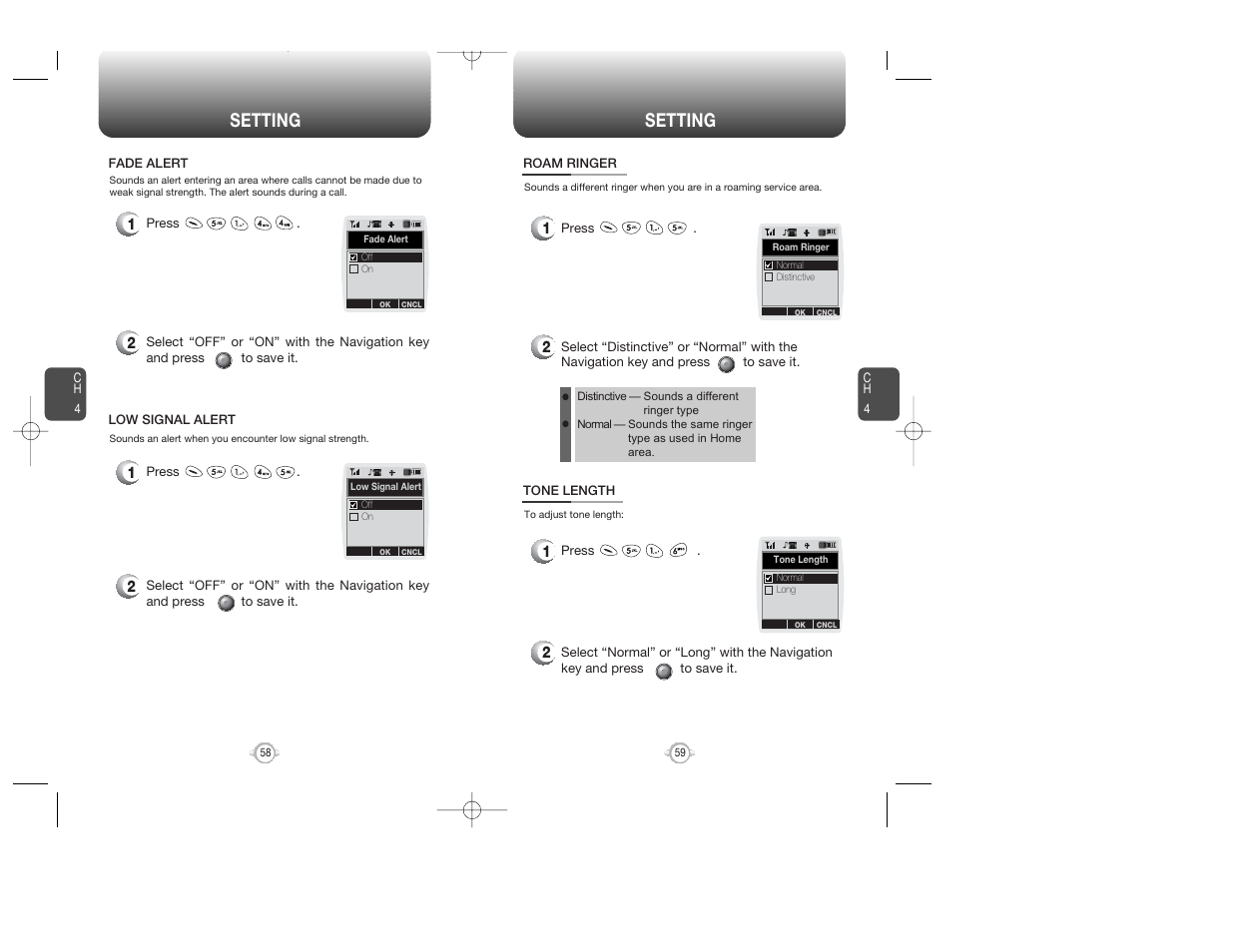 Setting | Audiovox WIRELESS HANDSET WITH GPS CDM-8300 User Manual | Page 31 / 67