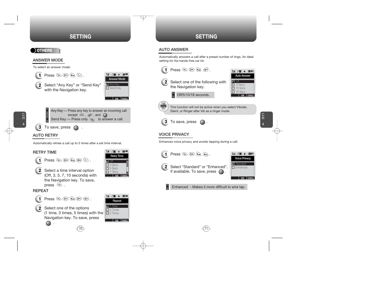 Setting | Audiovox WIRELESS HANDSET WITH GPS CDM-8300 User Manual | Page 37 / 67