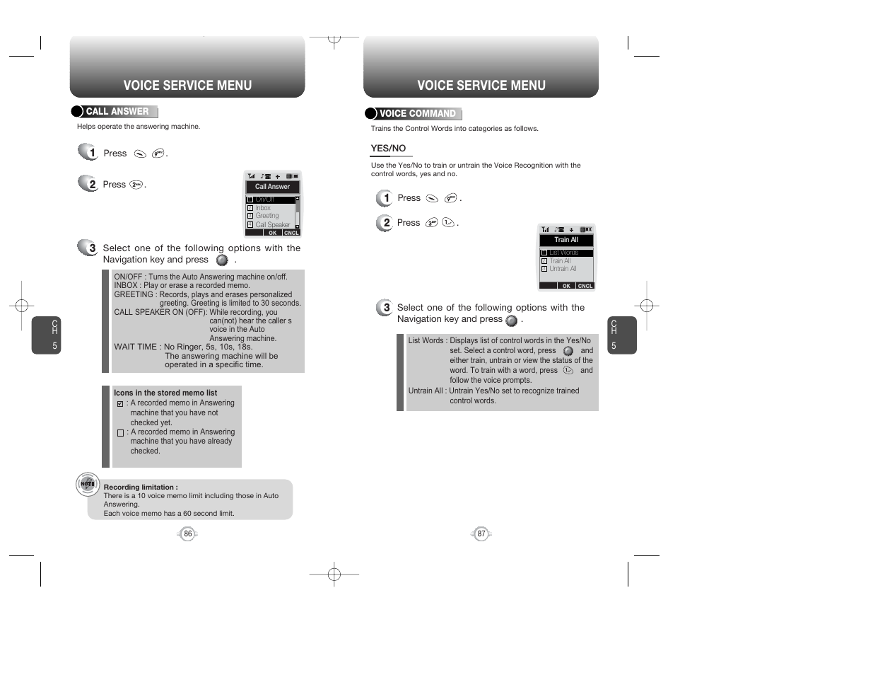 Voice service menu | Audiovox WIRELESS HANDSET WITH GPS CDM-8300 User Manual | Page 45 / 67