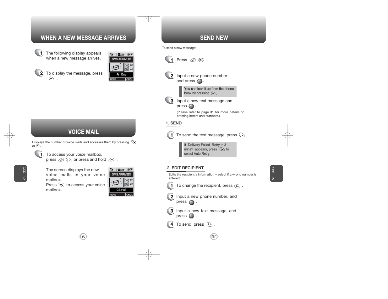 When a new message arrives send new, Voice mail | Audiovox WIRELESS HANDSET WITH GPS CDM-8300 User Manual | Page 50 / 67