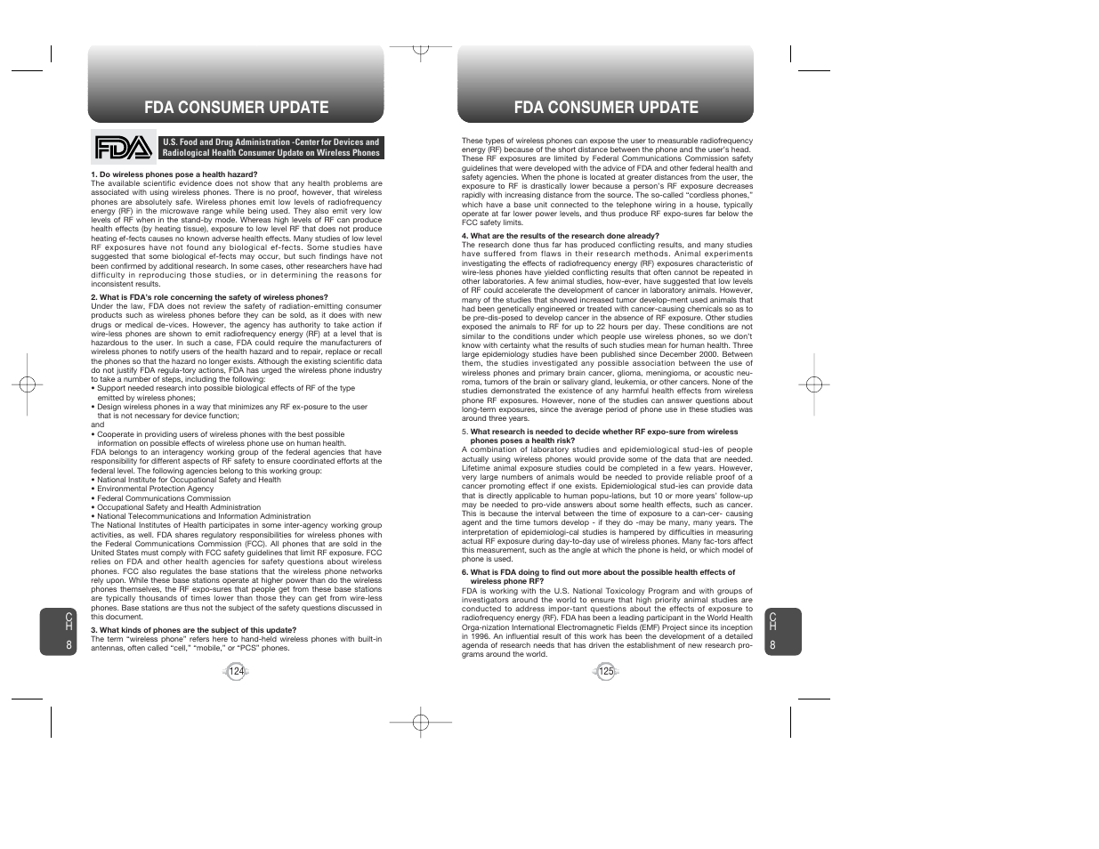 Fda consumer update | Audiovox WIRELESS HANDSET WITH GPS CDM-8300 User Manual | Page 64 / 67