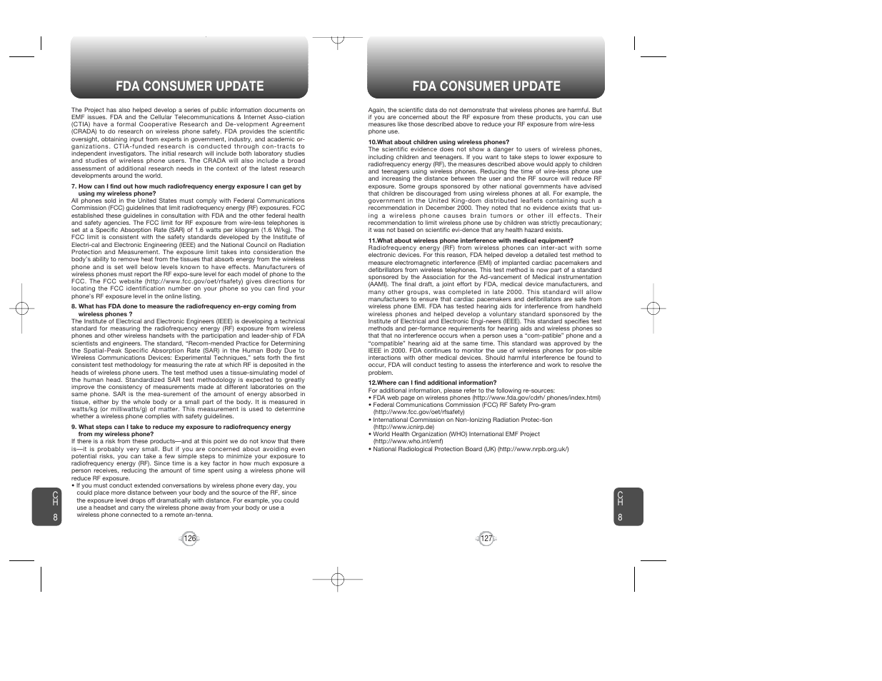 Fda consumer update | Audiovox WIRELESS HANDSET WITH GPS CDM-8300 User Manual | Page 65 / 67
