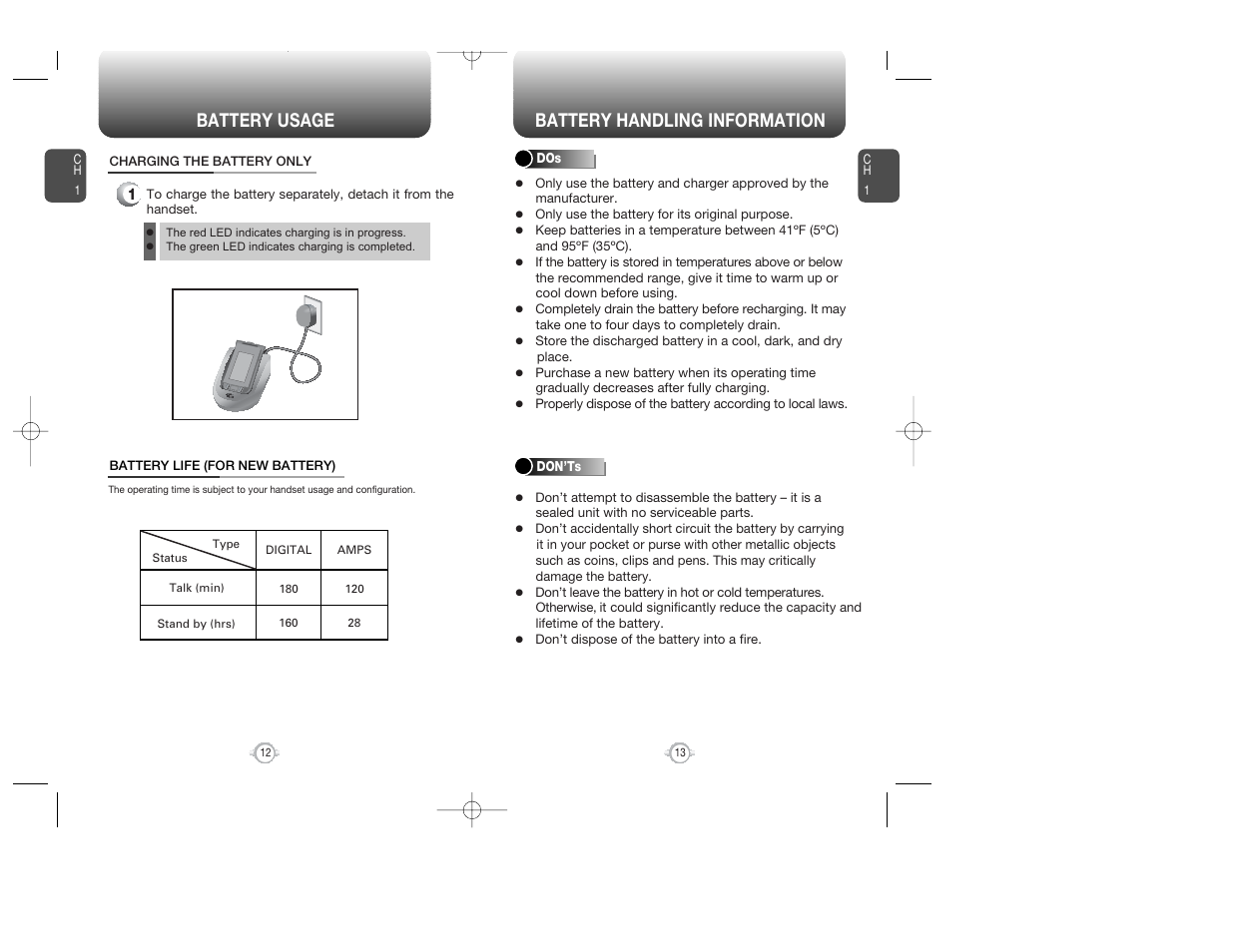 Battery usage battery handling information | Audiovox WIRELESS HANDSET WITH GPS CDM-8300 User Manual | Page 8 / 67