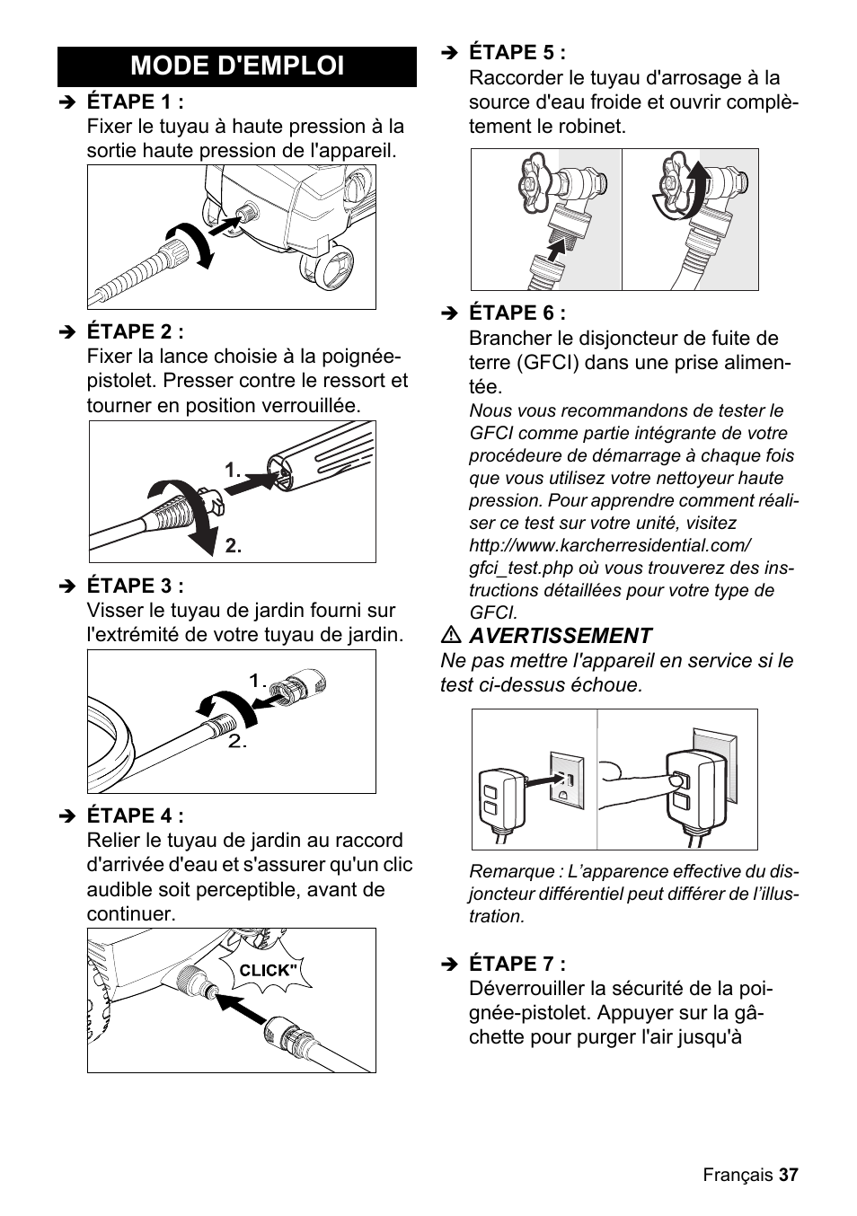 Mode d'emploi | Karcher K 2-20 M Plus User Manual | Page 37 / 48