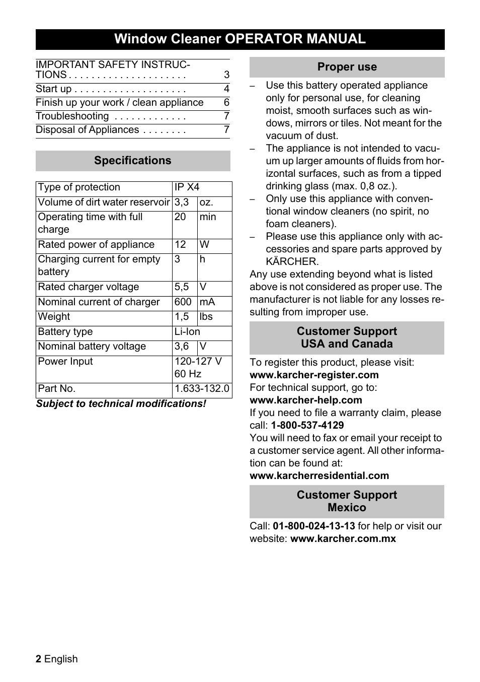 Window cleaner operator manual | Karcher WV 55 User Manual | Page 2 / 24