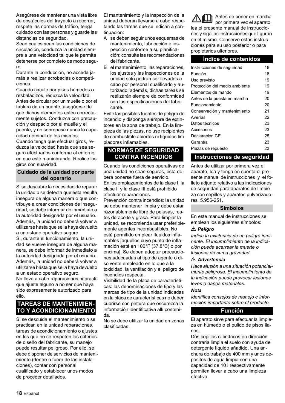 Función | Karcher Scrubber BRS 40-1000 C User Manual | Page 18 / 28