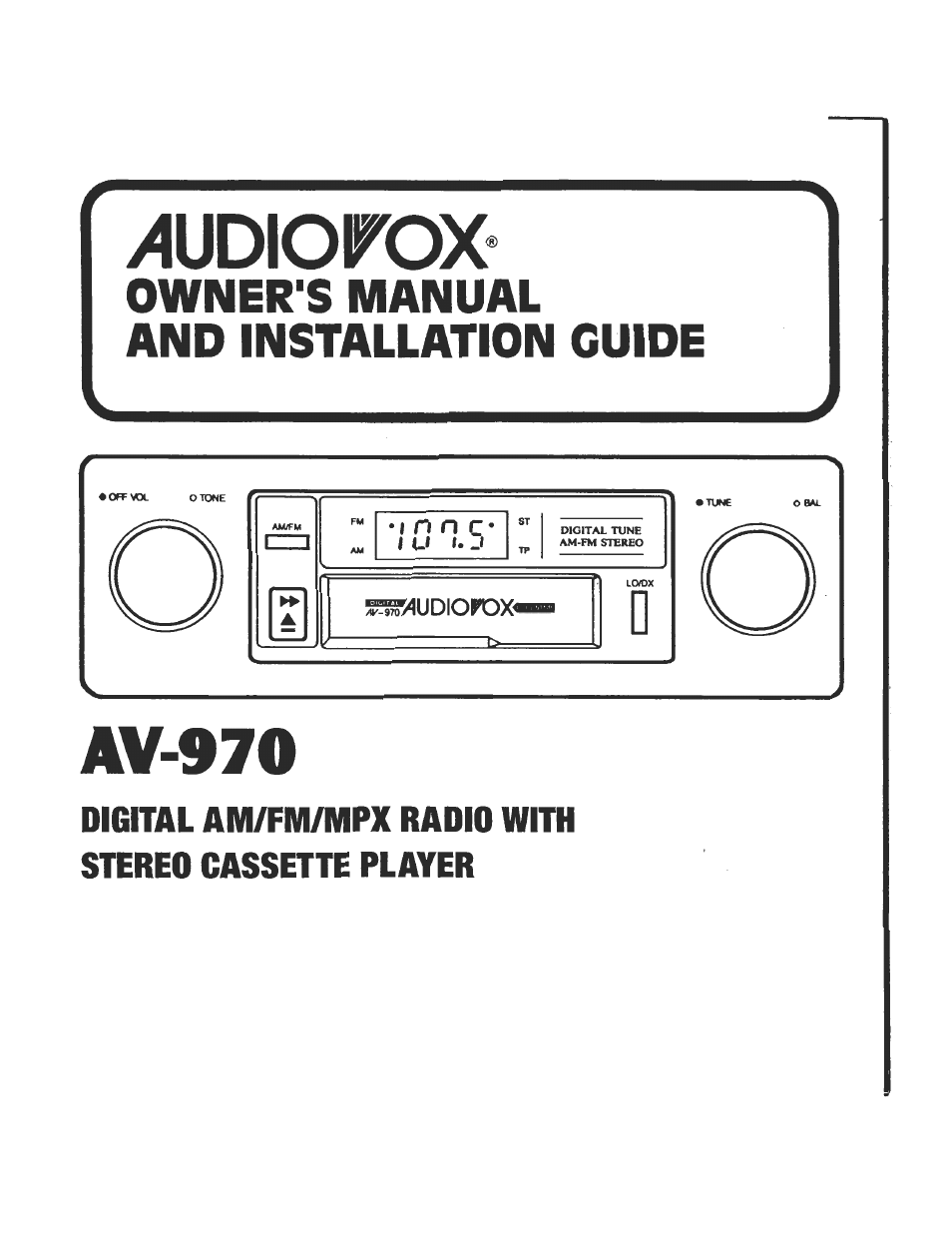 Audiovox AV-970 User Manual | 19 pages