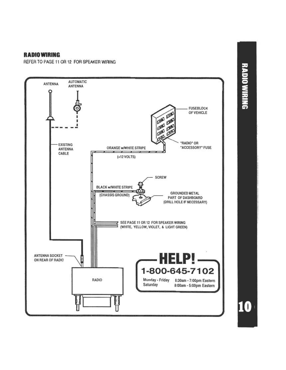 Radio wirihg | Audiovox AV-970 User Manual | Page 11 / 19
