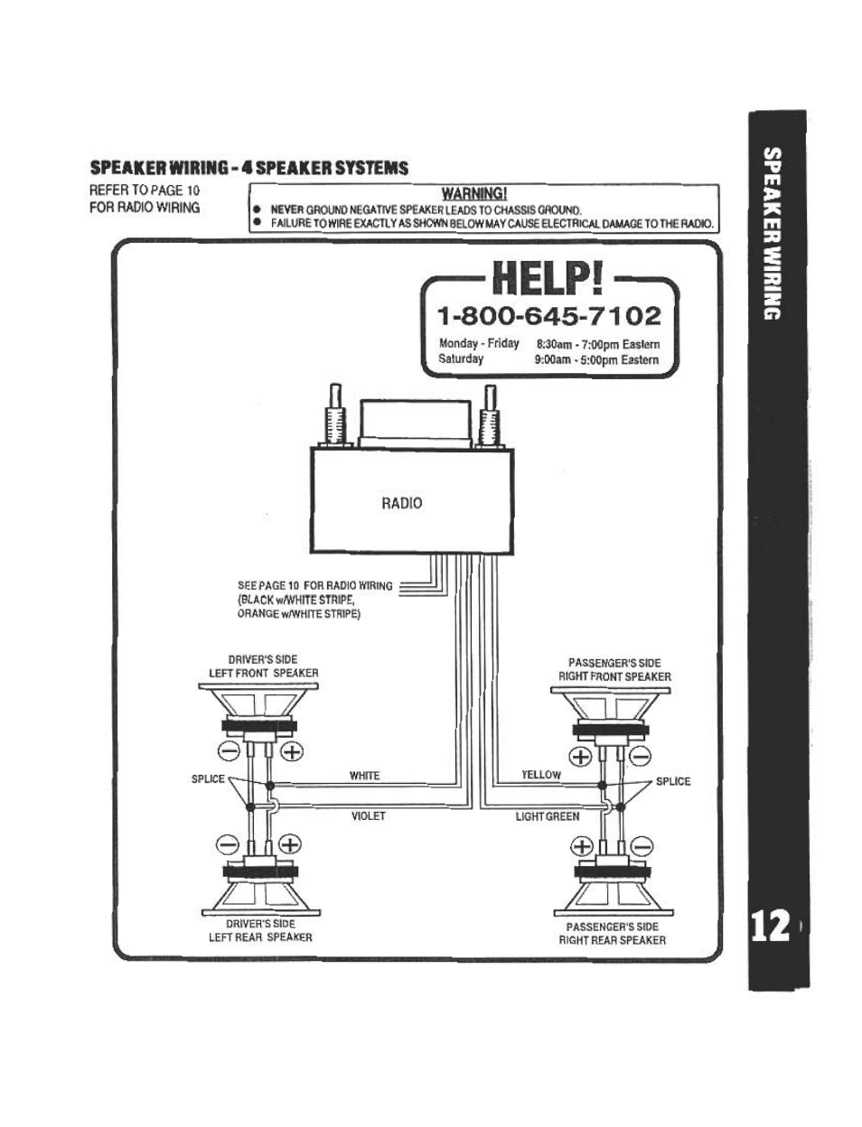 Radio, Help | Audiovox AV-970 User Manual | Page 13 / 19