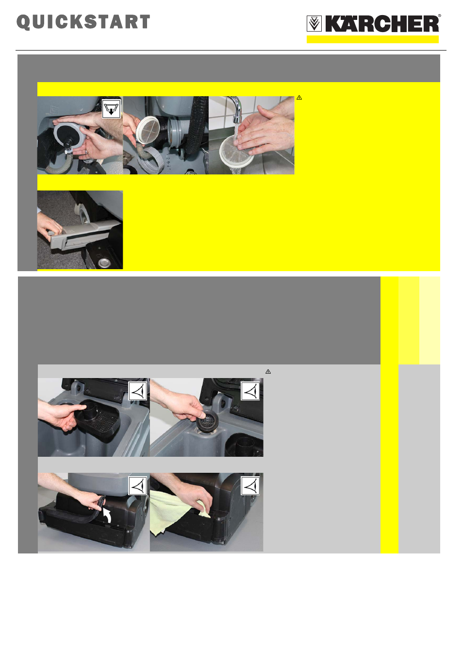 Quickstart, Maintenance and care, Finish operation | Karcher B 40 W DOSE roller User Manual | Page 4 / 5