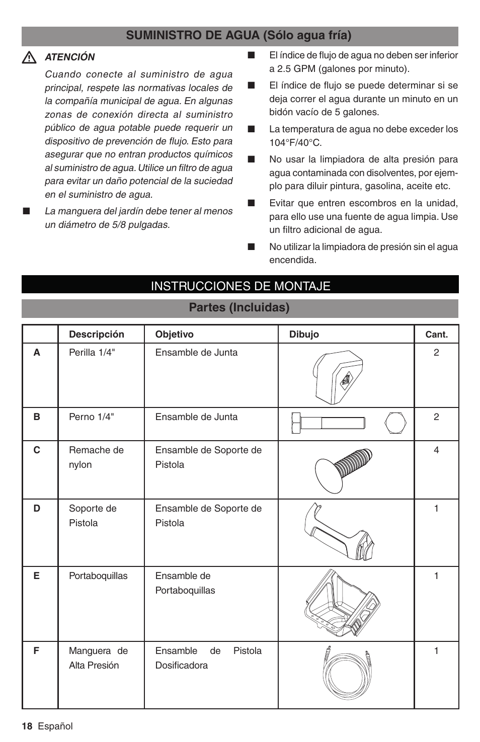 Partes (incluidas) | Karcher G 2700 DH User Manual | Page 18 / 44