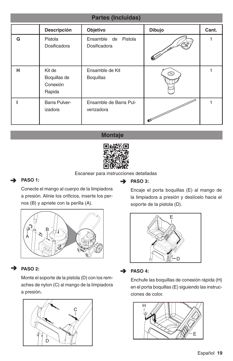 Montaje partes (incluidas) | Karcher G 2700 DH User Manual | Page 19 / 44