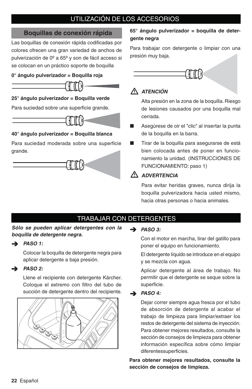 Boquillas de conexión rápida | Karcher G 2700 DH User Manual | Page 22 / 44