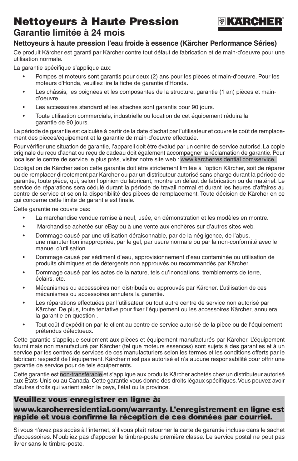 Nettoyeurs à haute pression, Garantie limitée à 24 mois, Ries) | Karcher G 2700 DH User Manual | Page 44 / 44