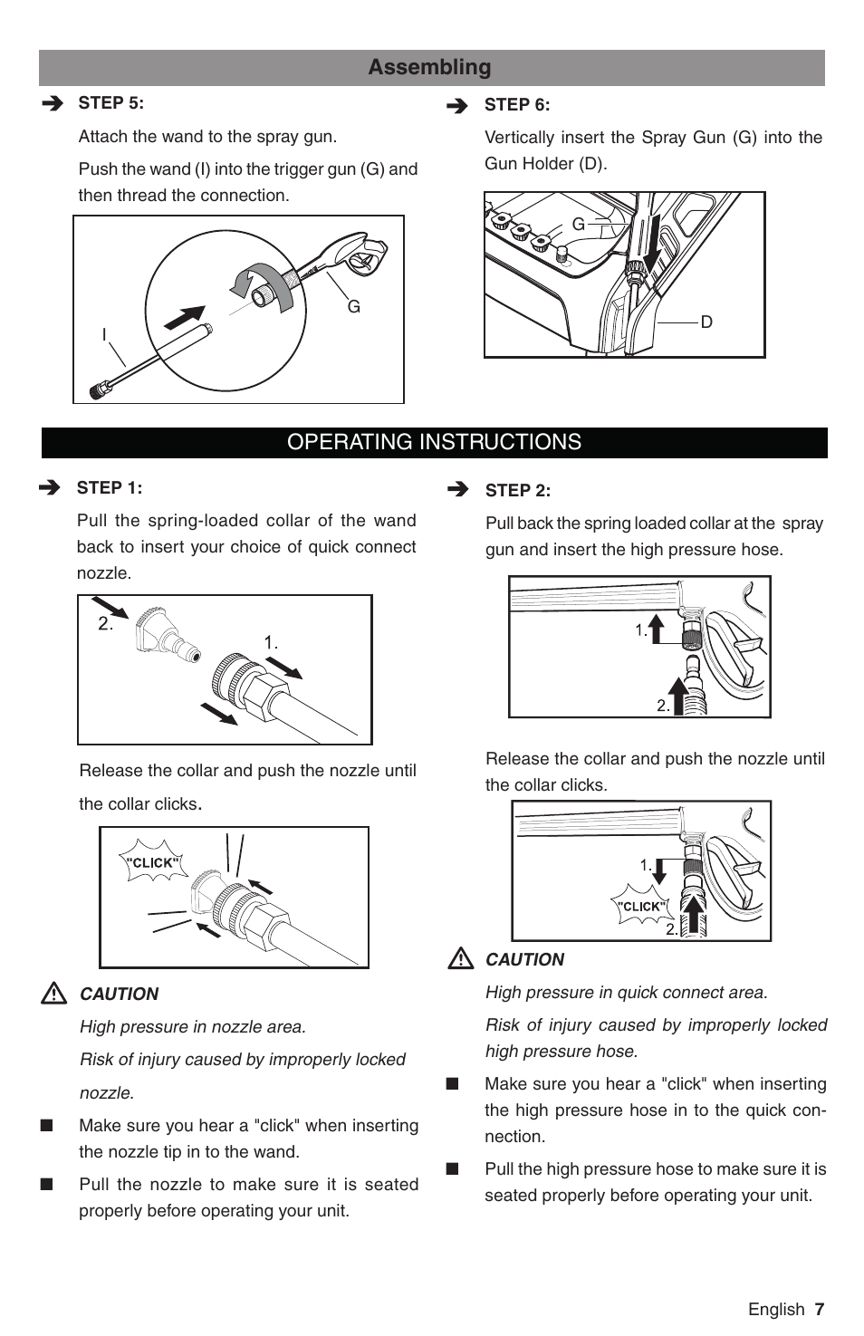 Assembling, Operating instructions | Karcher G 2700 DH User Manual | Page 7 / 44