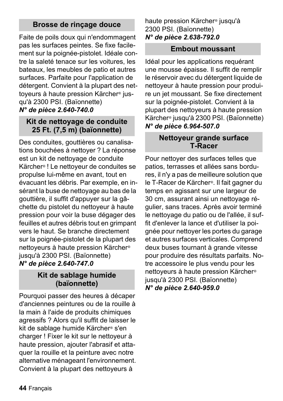 Karcher K 2-29 User Manual | Page 44 / 48