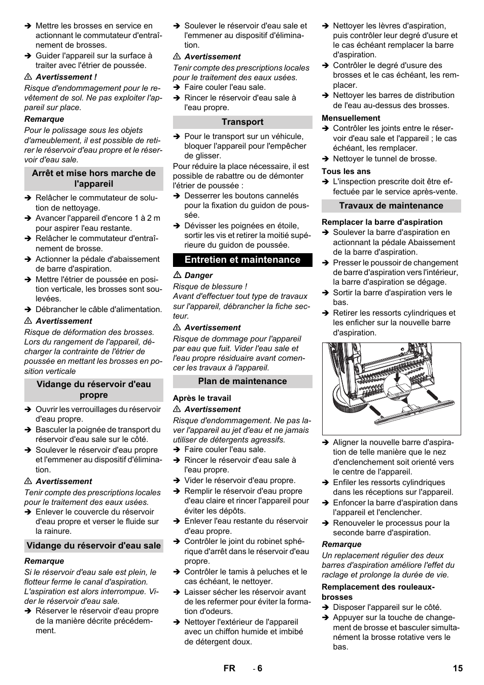 Entretien et maintenance | Karcher BR 40-10 C ADV User Manual | Page 15 / 28