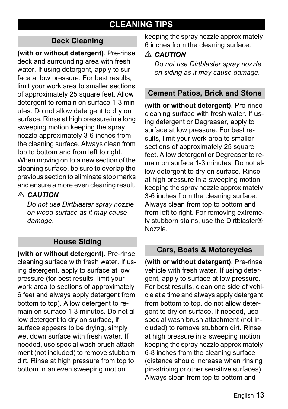 Cleaning tips | Karcher G 4000 OH servo press User Manual | Page 13 / 50