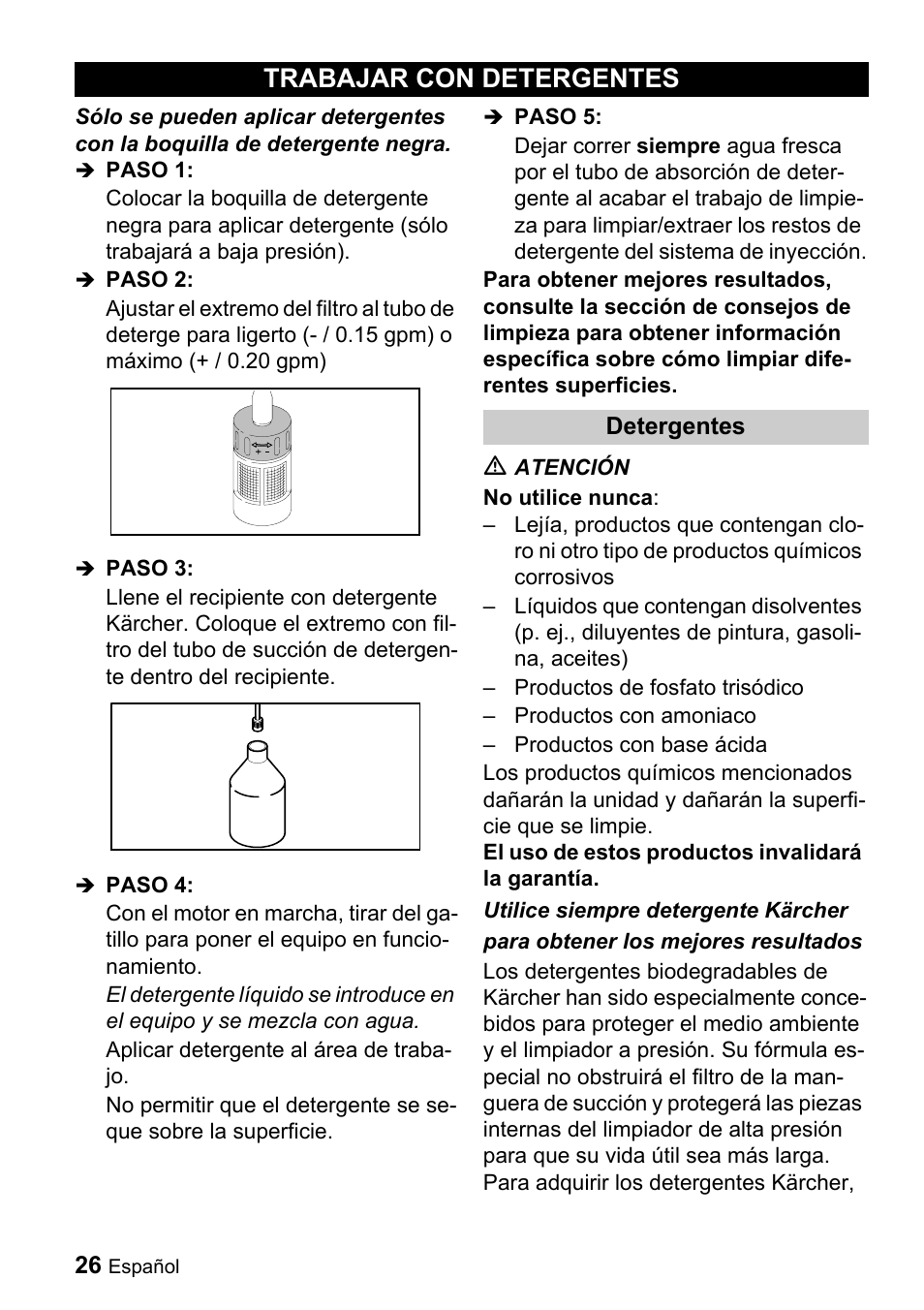 Trabajar con detergentes | Karcher G 4000 OH servo press User Manual | Page 26 / 50