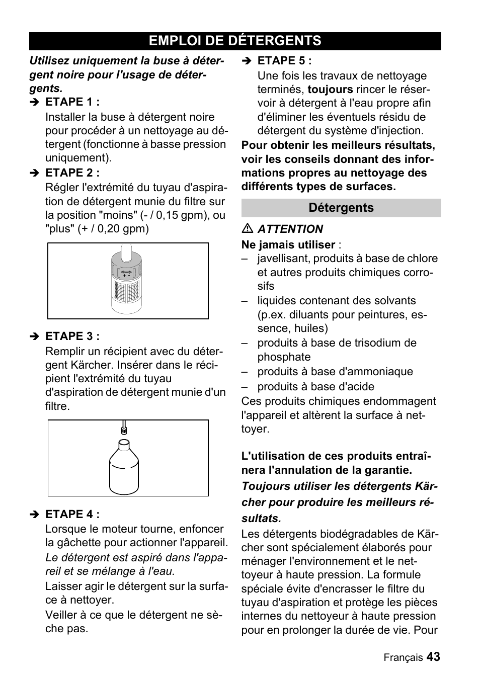 Emploi de détergents | Karcher G 4000 OH servo press User Manual | Page 43 / 50