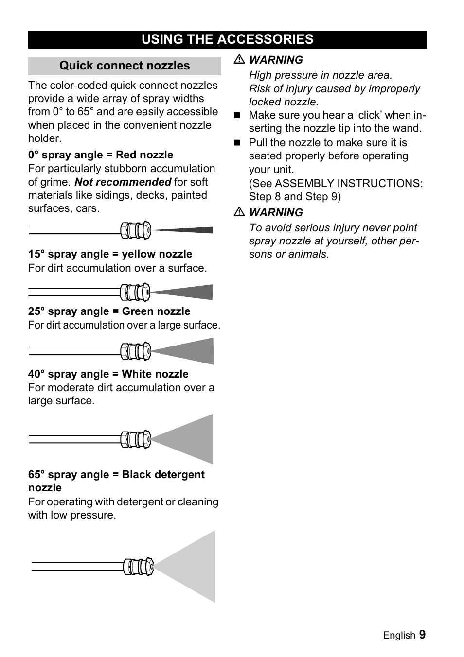 Using the accessories | Karcher G 4000 OH servo press User Manual | Page 9 / 50
