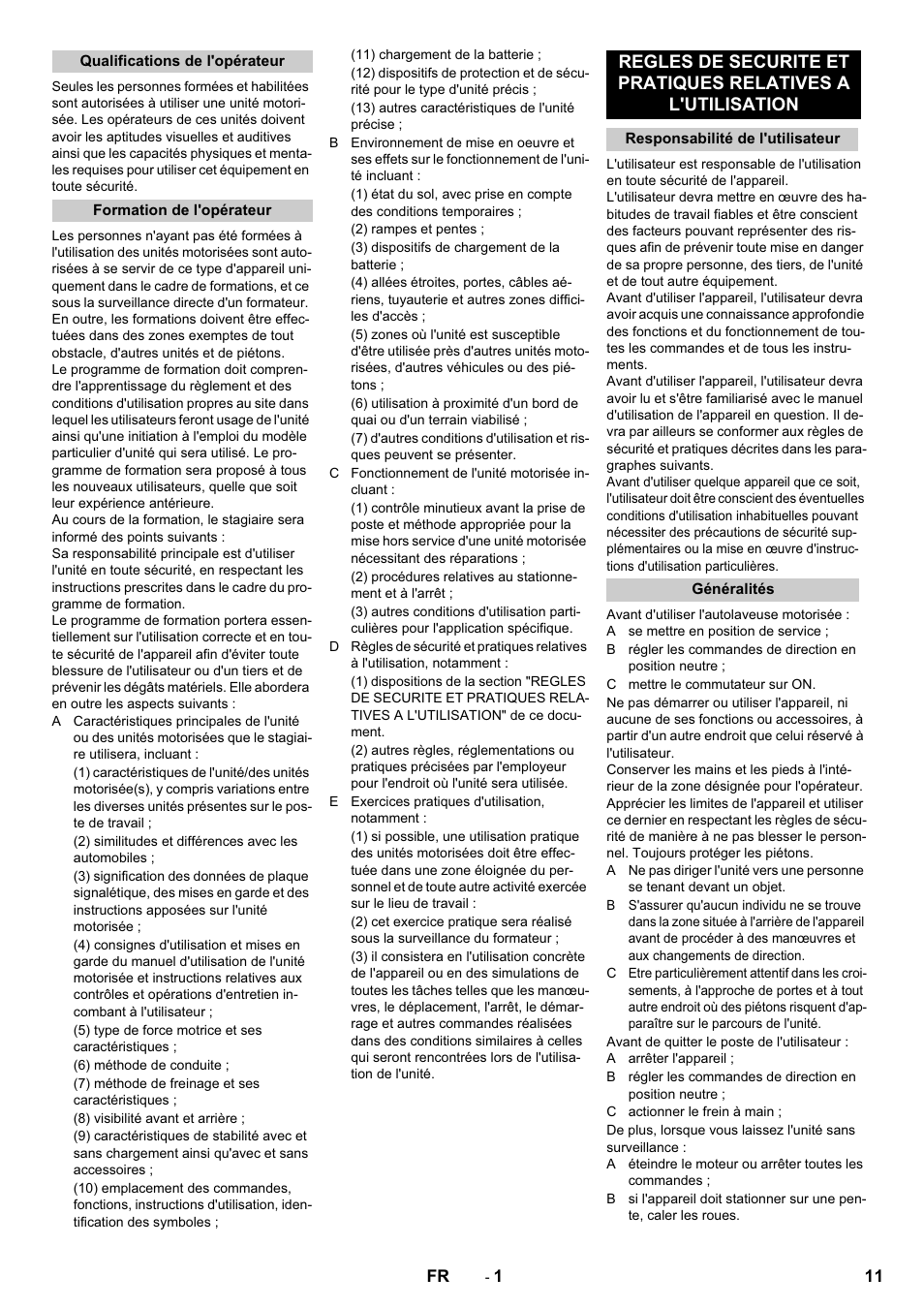 Français | Karcher KM 70-30 C Bp Pack Adv User Manual | Page 11 / 28