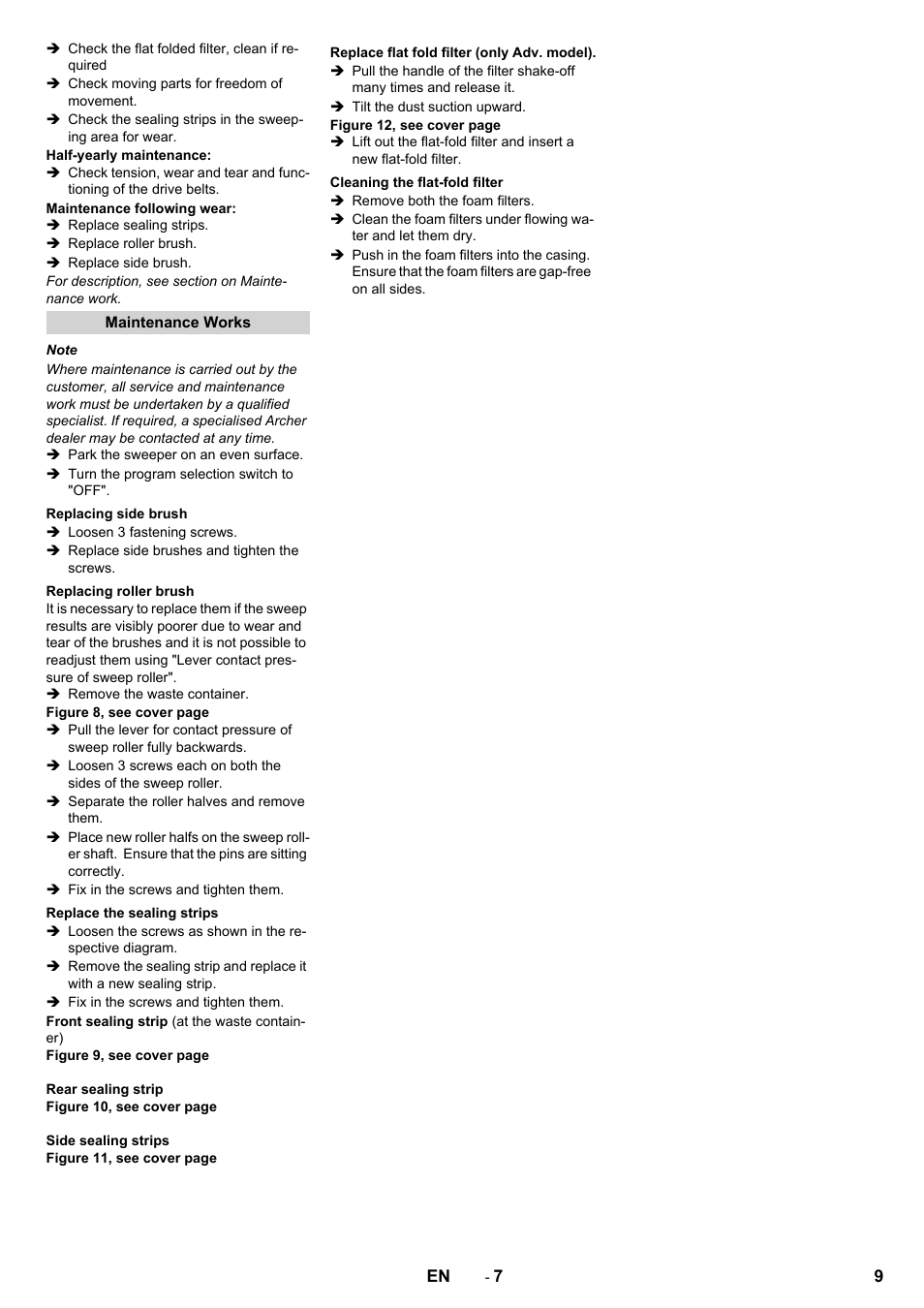Karcher KM 70-30 C Bp Pack Adv User Manual | Page 9 / 28
