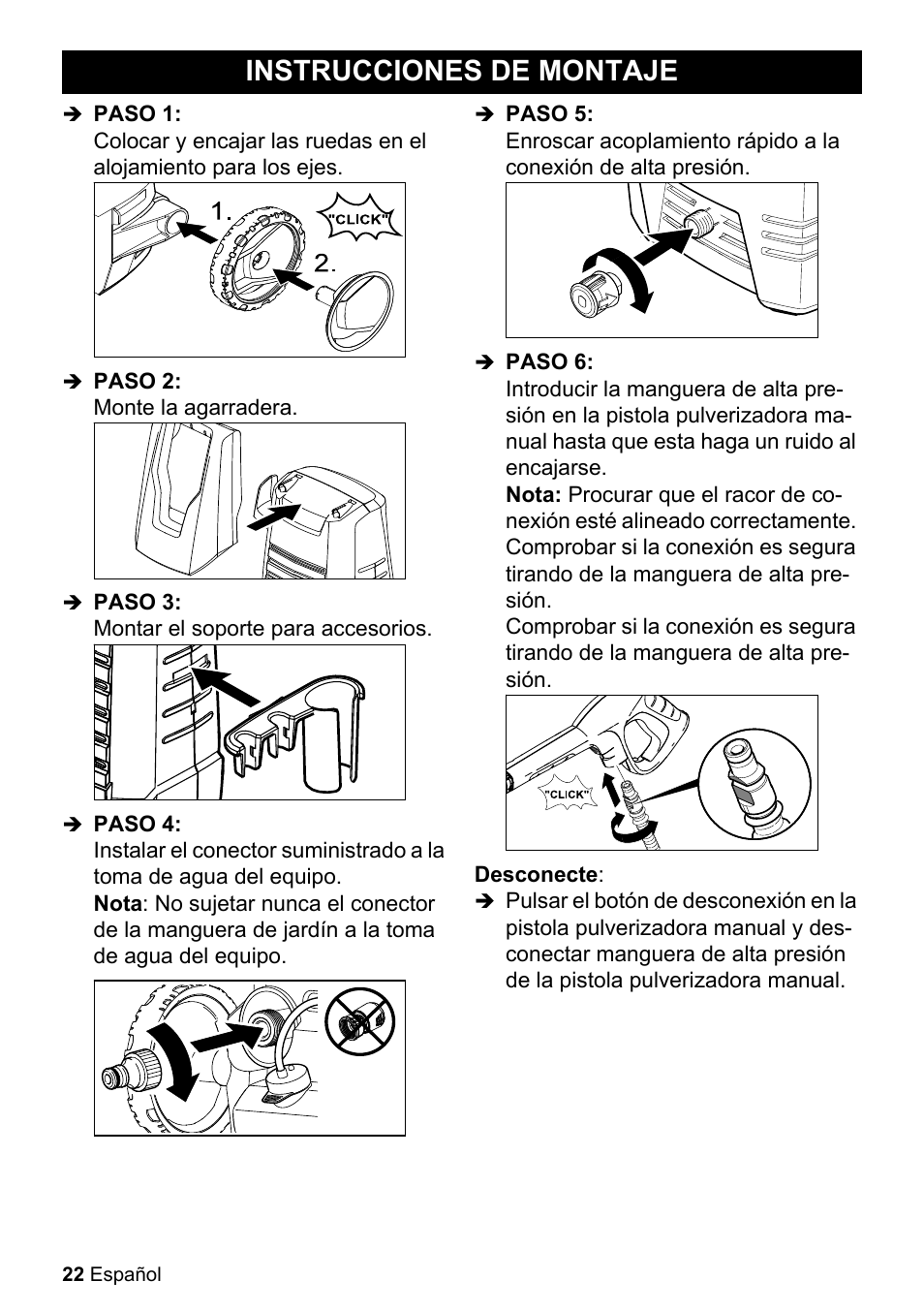 Instrucciones de montaje | Karcher K 2-360 CCK User Manual | Page 22 / 52