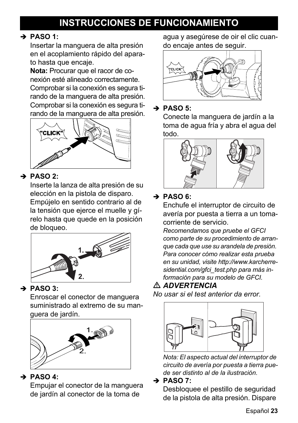 Instrucciones de funcionamiento | Karcher K 2-360 CCK User Manual | Page 23 / 52