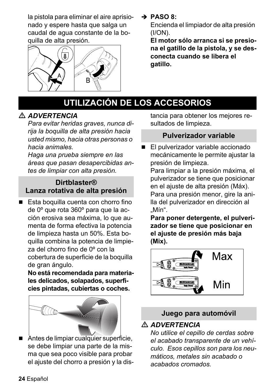 Utilización de los accesorios | Karcher K 2-360 CCK User Manual | Page 24 / 52